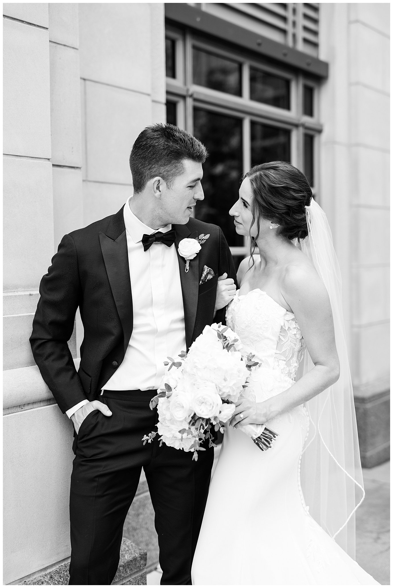 black and white wedding portraits from Country Music Hall of Fame Wedding