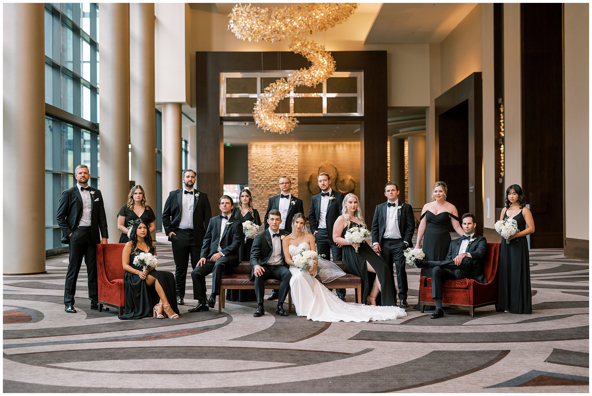 classic wedding party portraits from Nashville wedding 