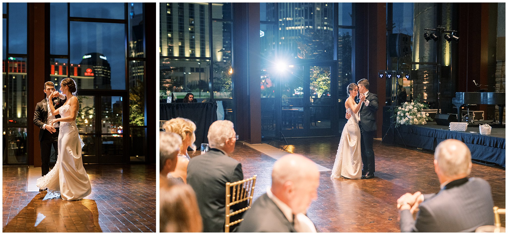 bride and groom share first dance at Country Music Hall of Fame Wedding