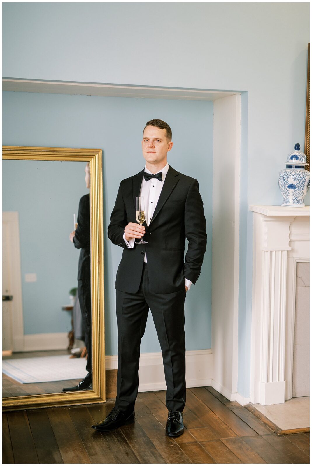 groom portraits from Winter Wedding at Ravenswood Mansion