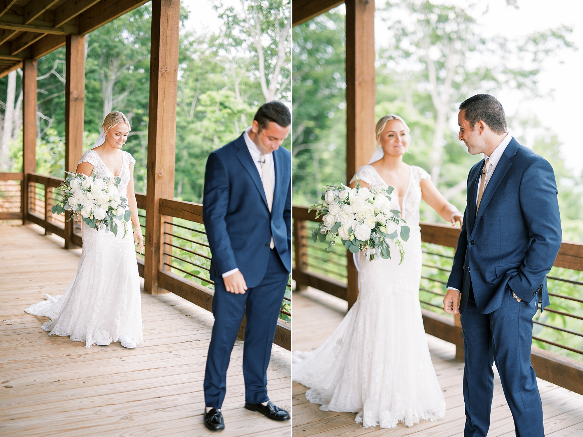 first look moment from Blue Ridge Mountains Elopement in Georgia