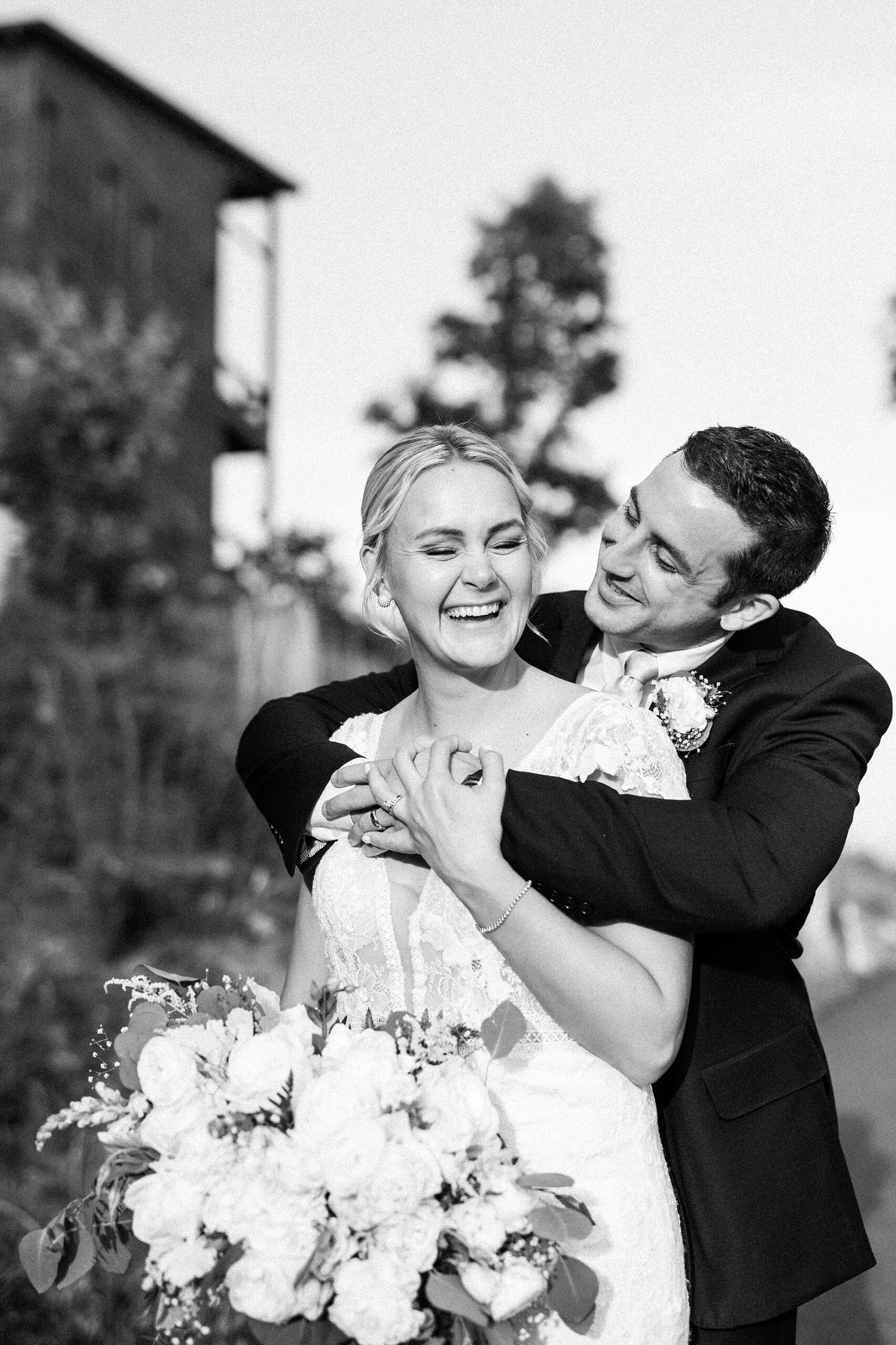 candid portraits of bride and groom after wedding ceremony 
