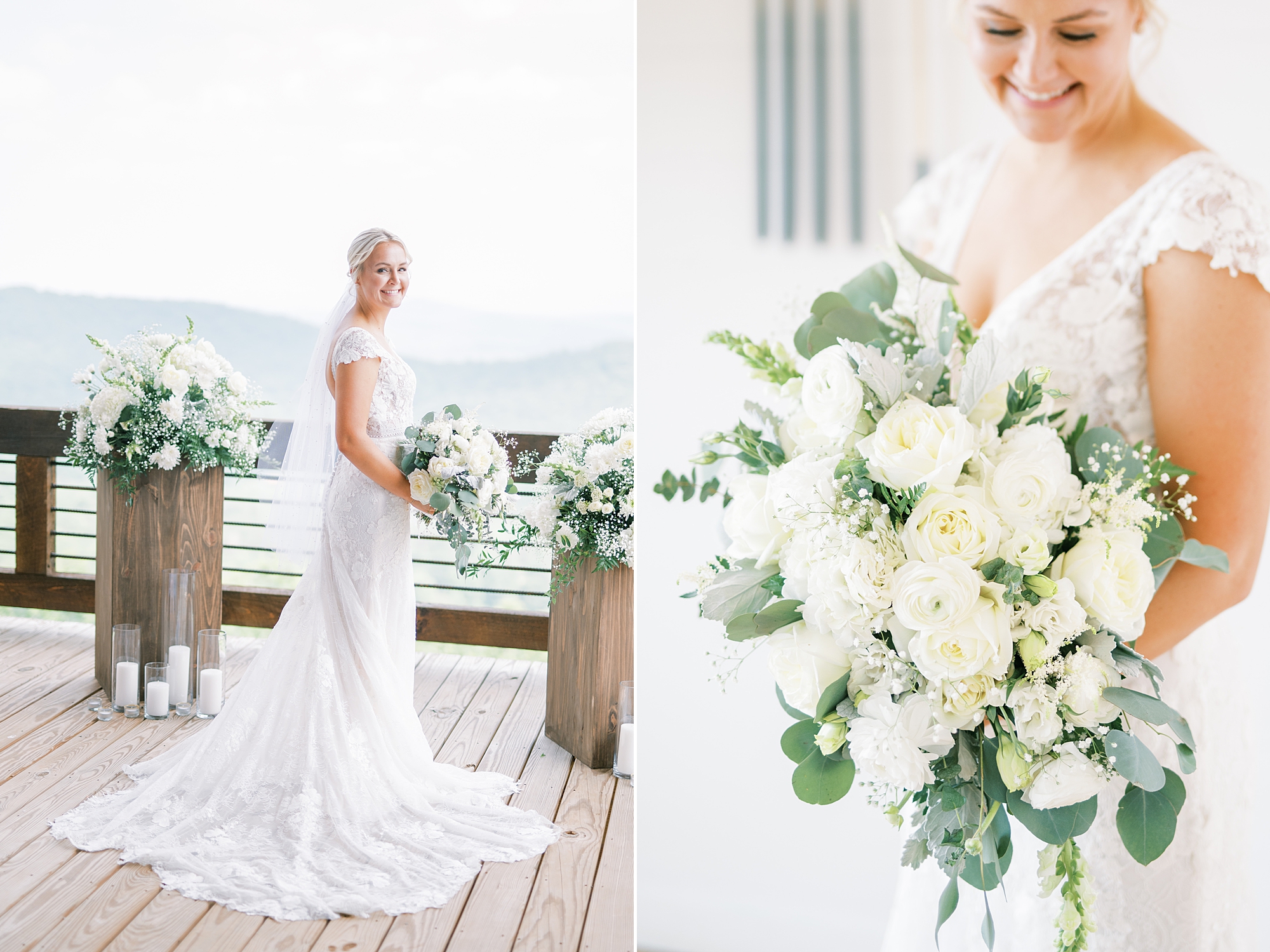 cascading white flower bridal bouquet