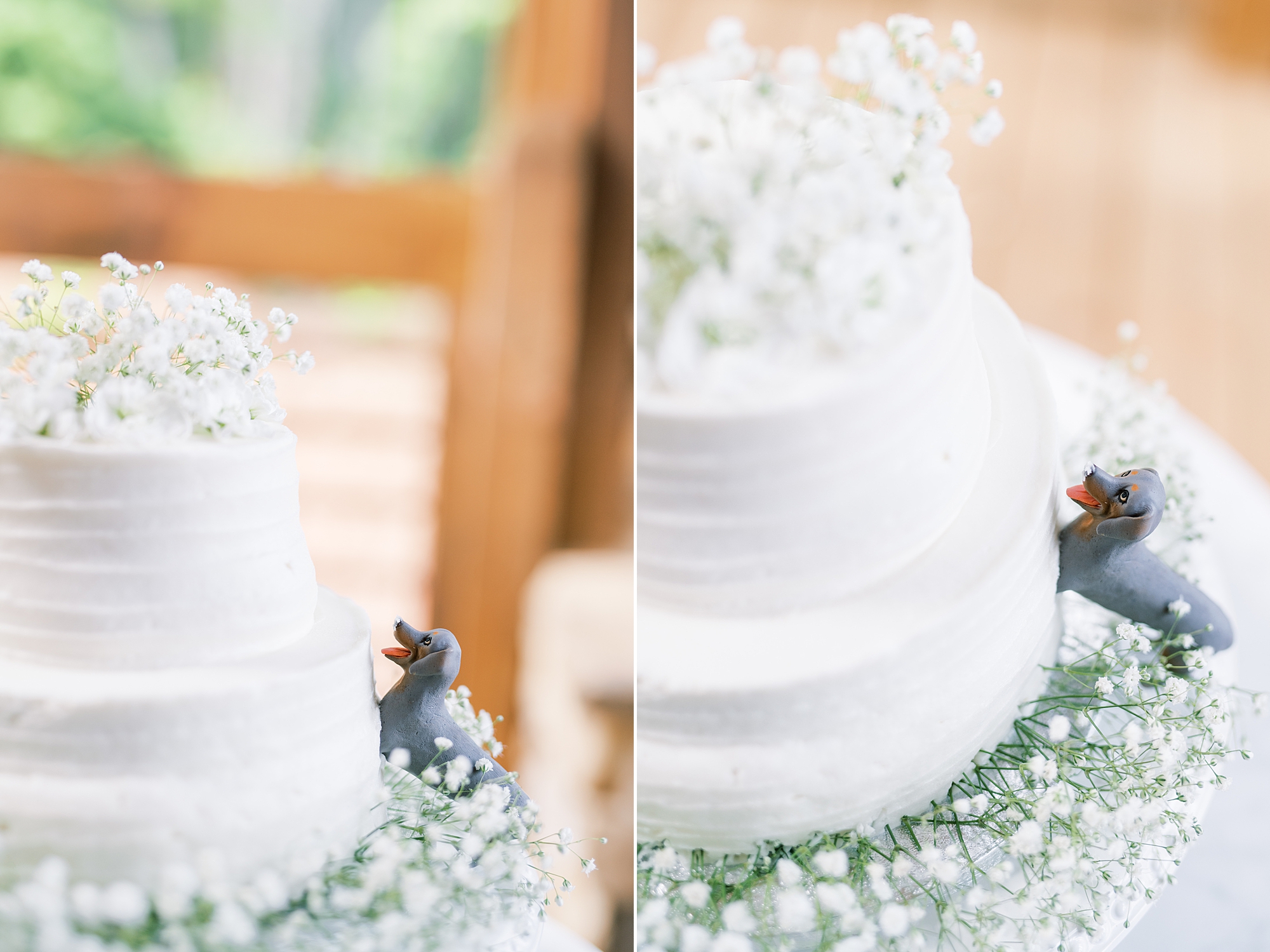 wedding cake with dog figurine 