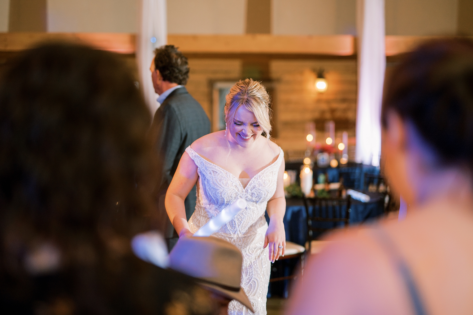 bride dances at wedding reception 