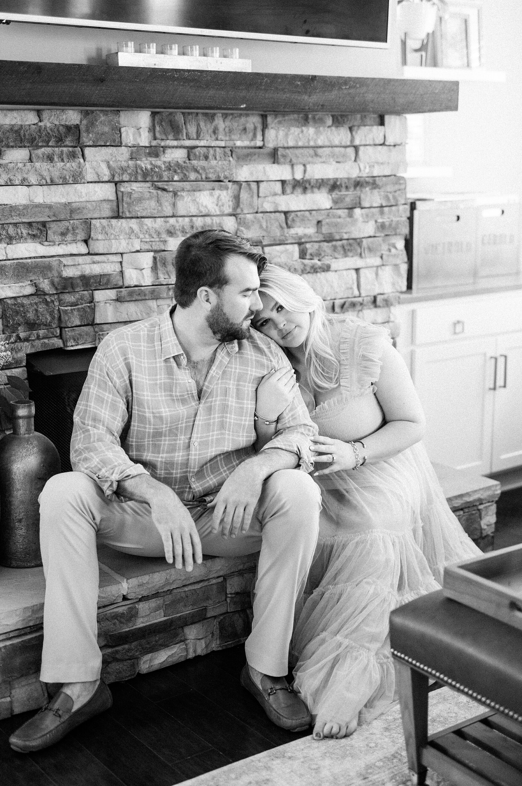 classic engagement portraits in-home