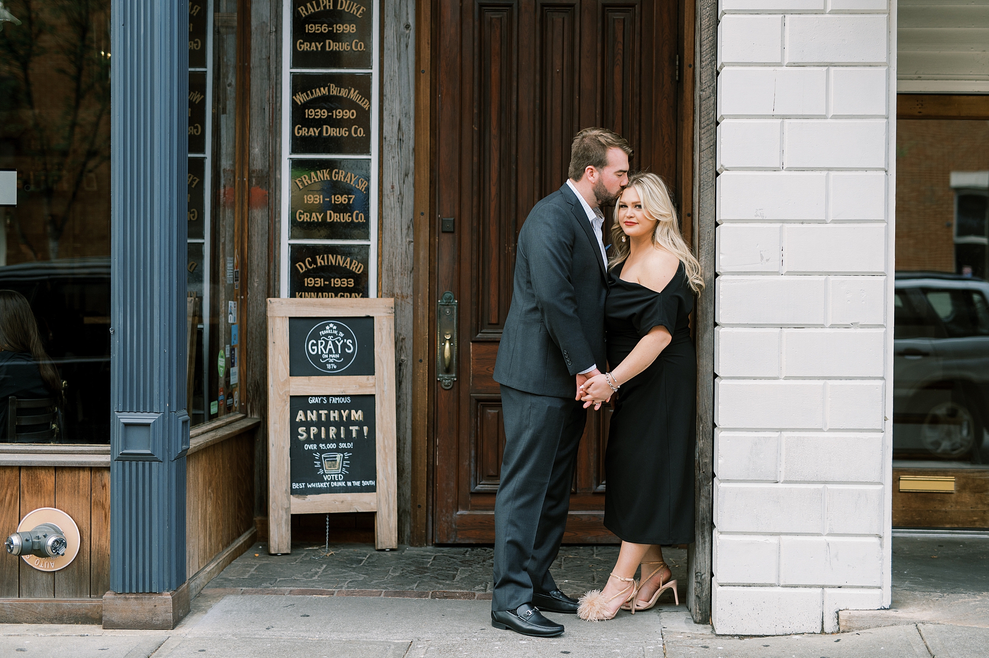 romantic engagement session in  Downtown Franklin