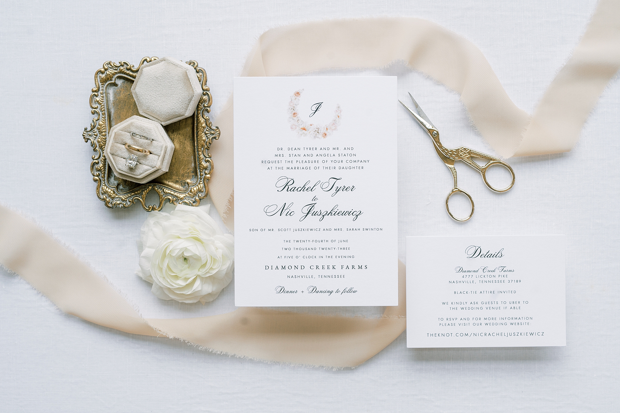 wedding invitations and flat lay