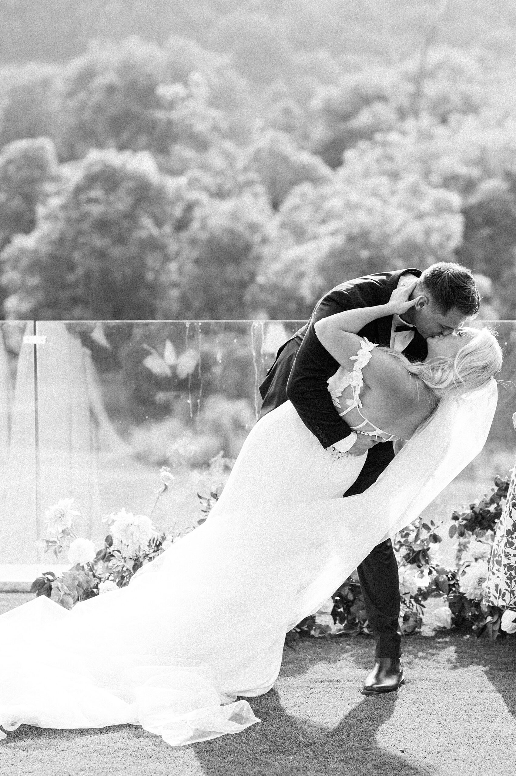 newlyweds kiss as they are pronounced husband and wife