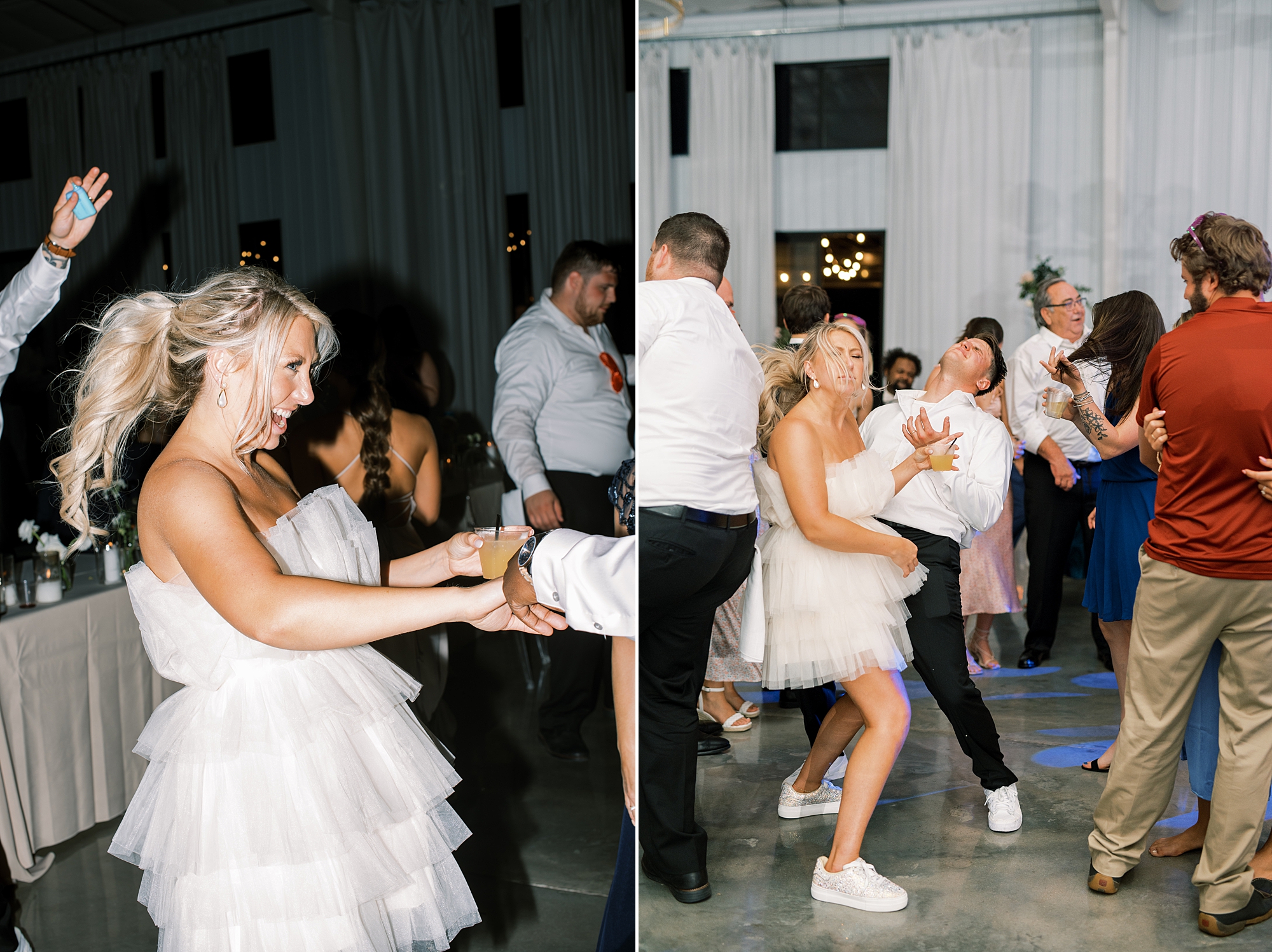 bride and groom dance and celebrate with guests at Diamond Creek Farms Wedding