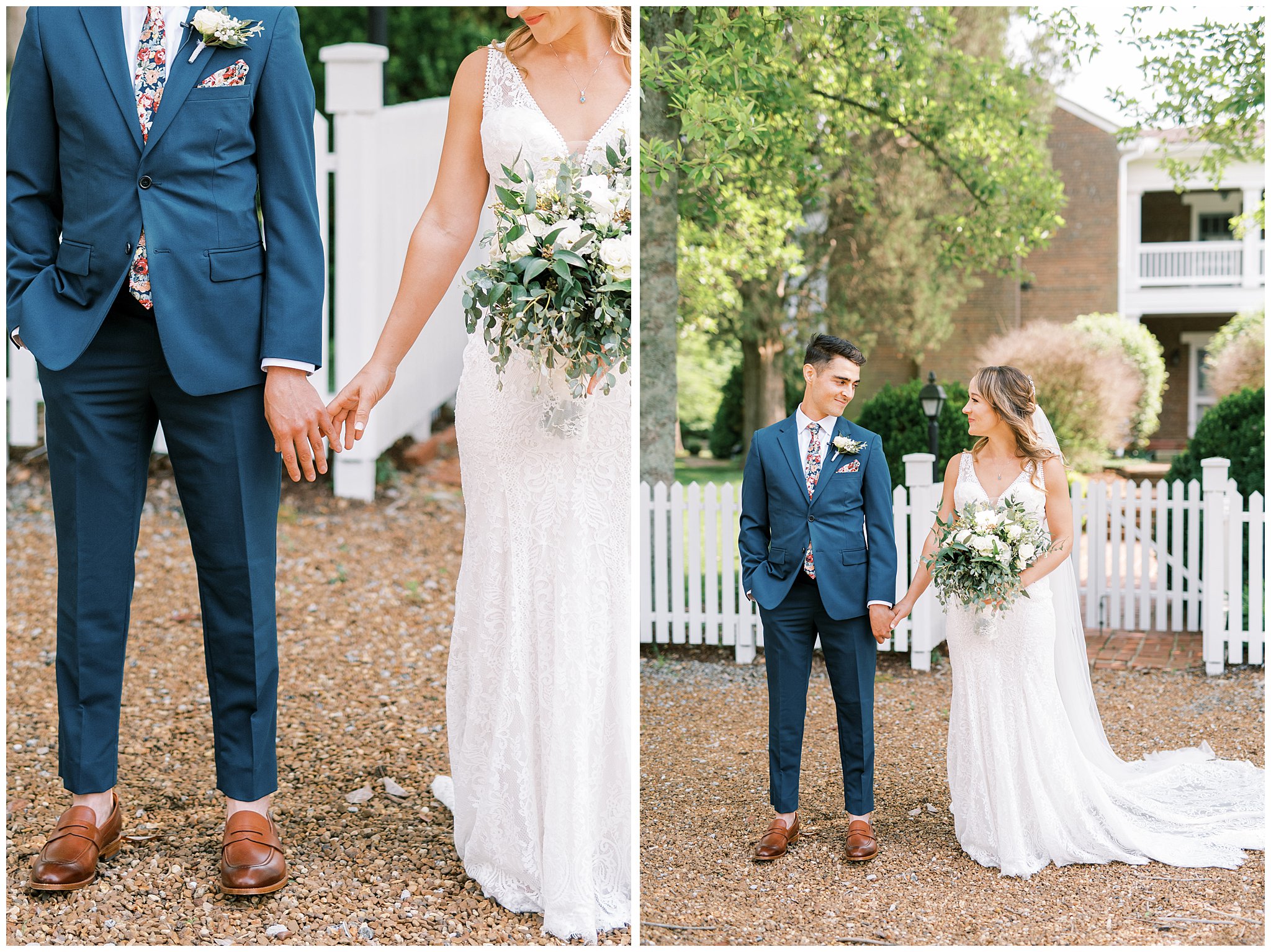 bride and groom's first look before Cedarmont Farm Wedding in Franklin, TN