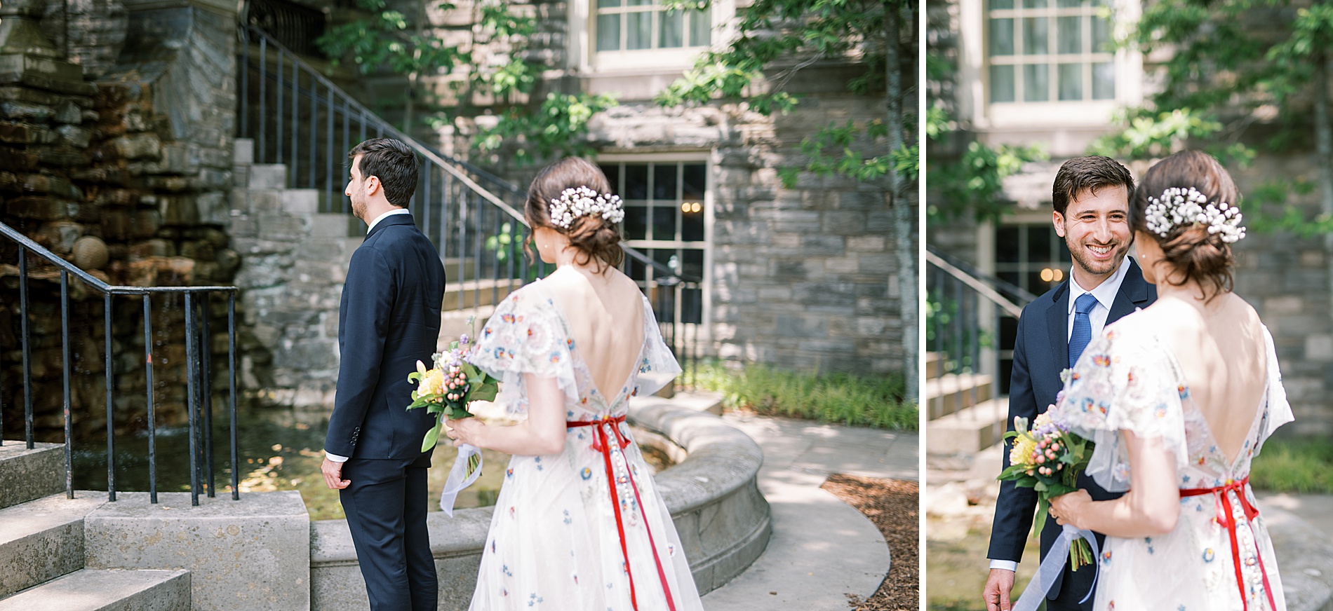 first look moment from Romantic Elopement at Cheekwood Estate & Gardens