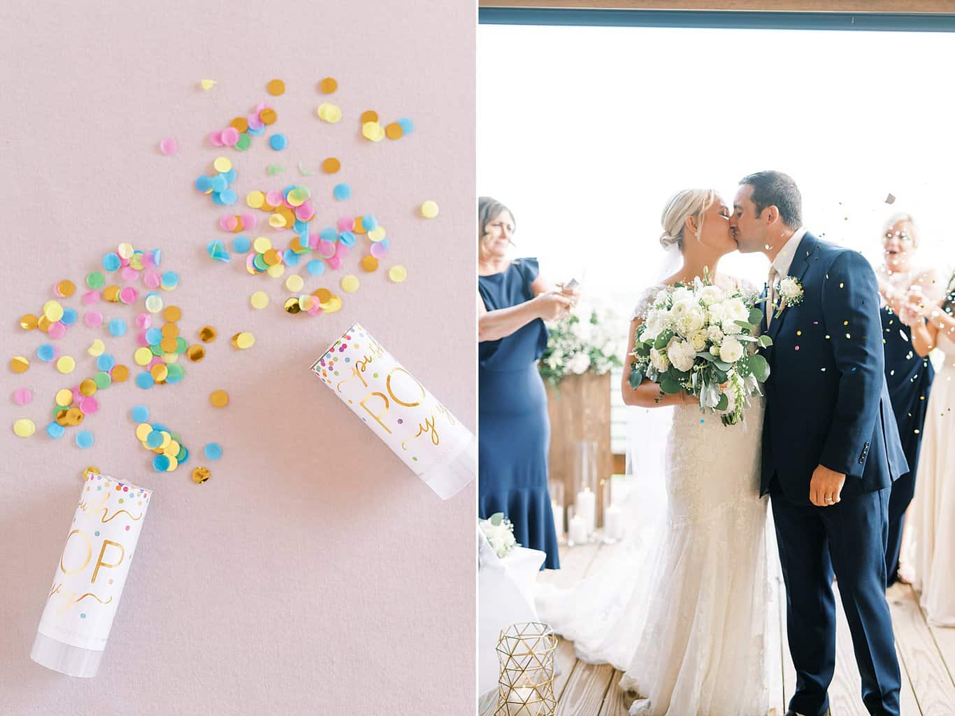 confetti poppers at wedding ceremony exit