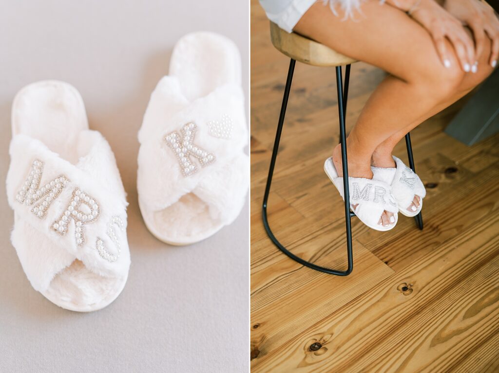 bride's personalized wedding day slippers