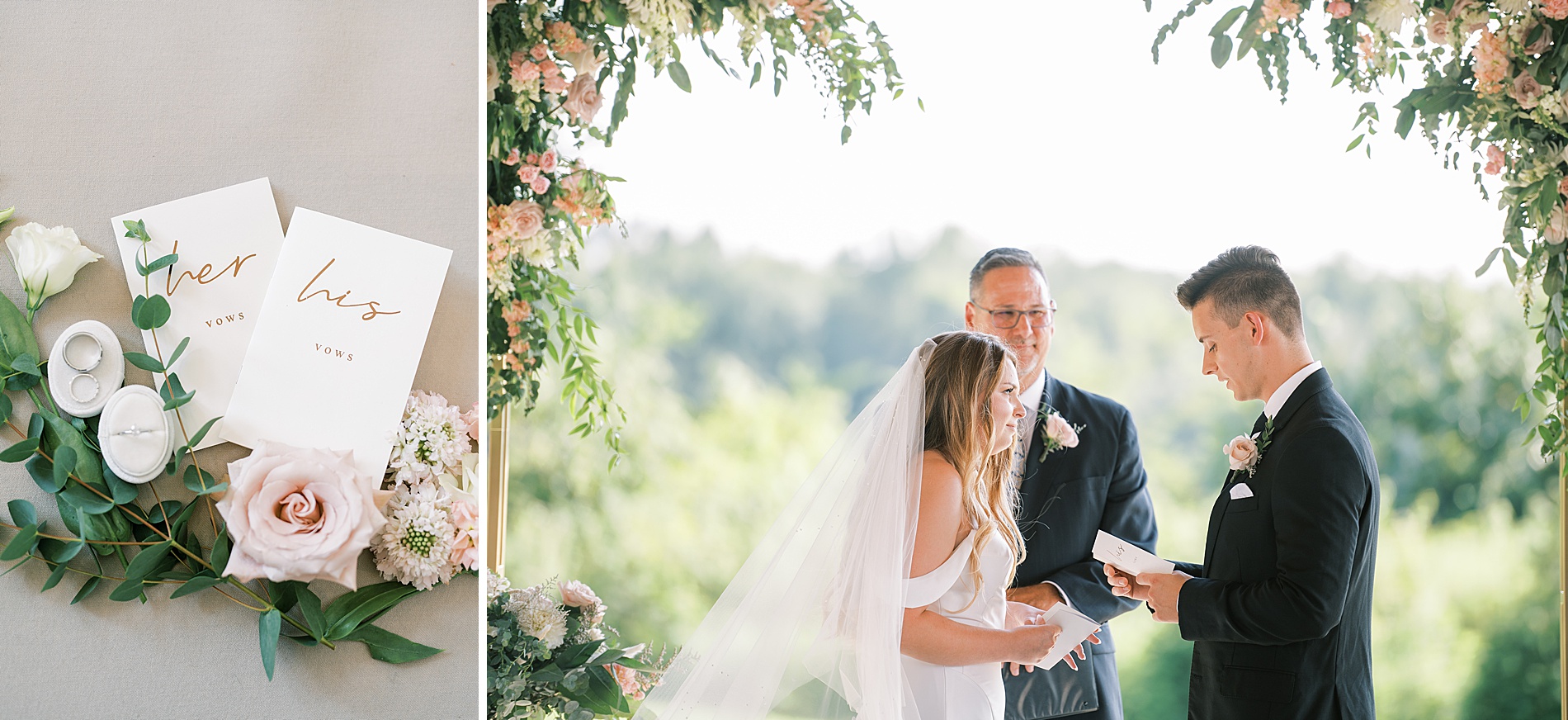couple exchange vows at Southern Harvest Hollow Wedding