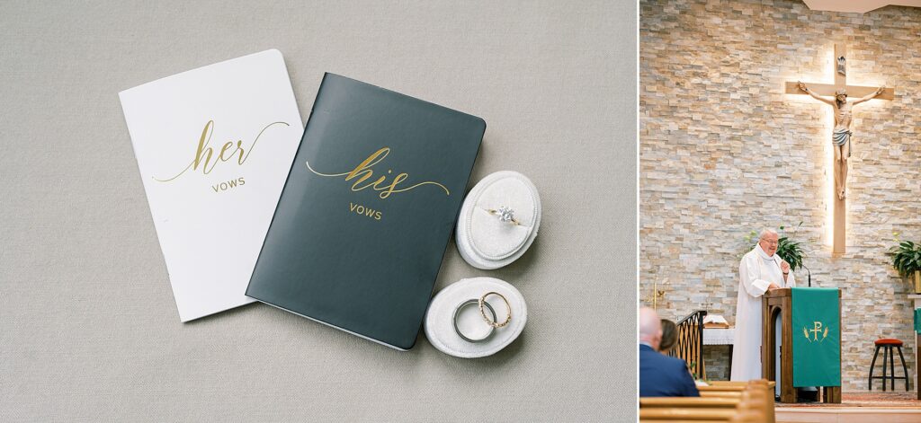 vow books and wedding rings from Timeless Downtown Franklin Wedding at Harpeth Hotel 