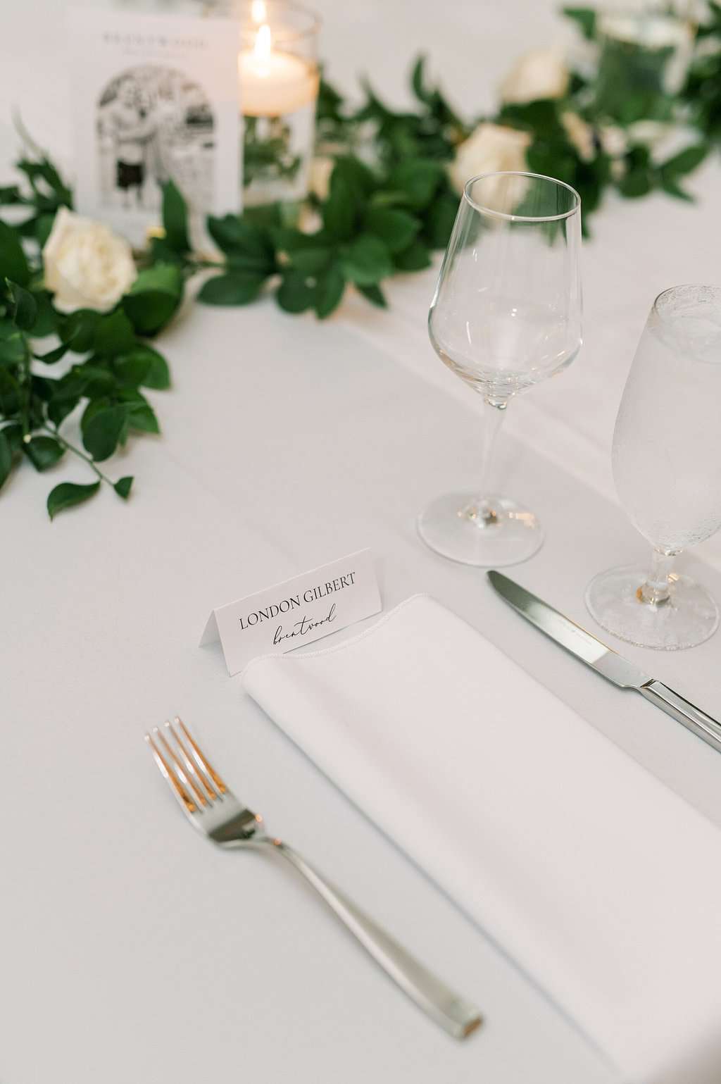 place setting at reception tables from Timeless Downtown Franklin Wedding at Harpeth Hotel 