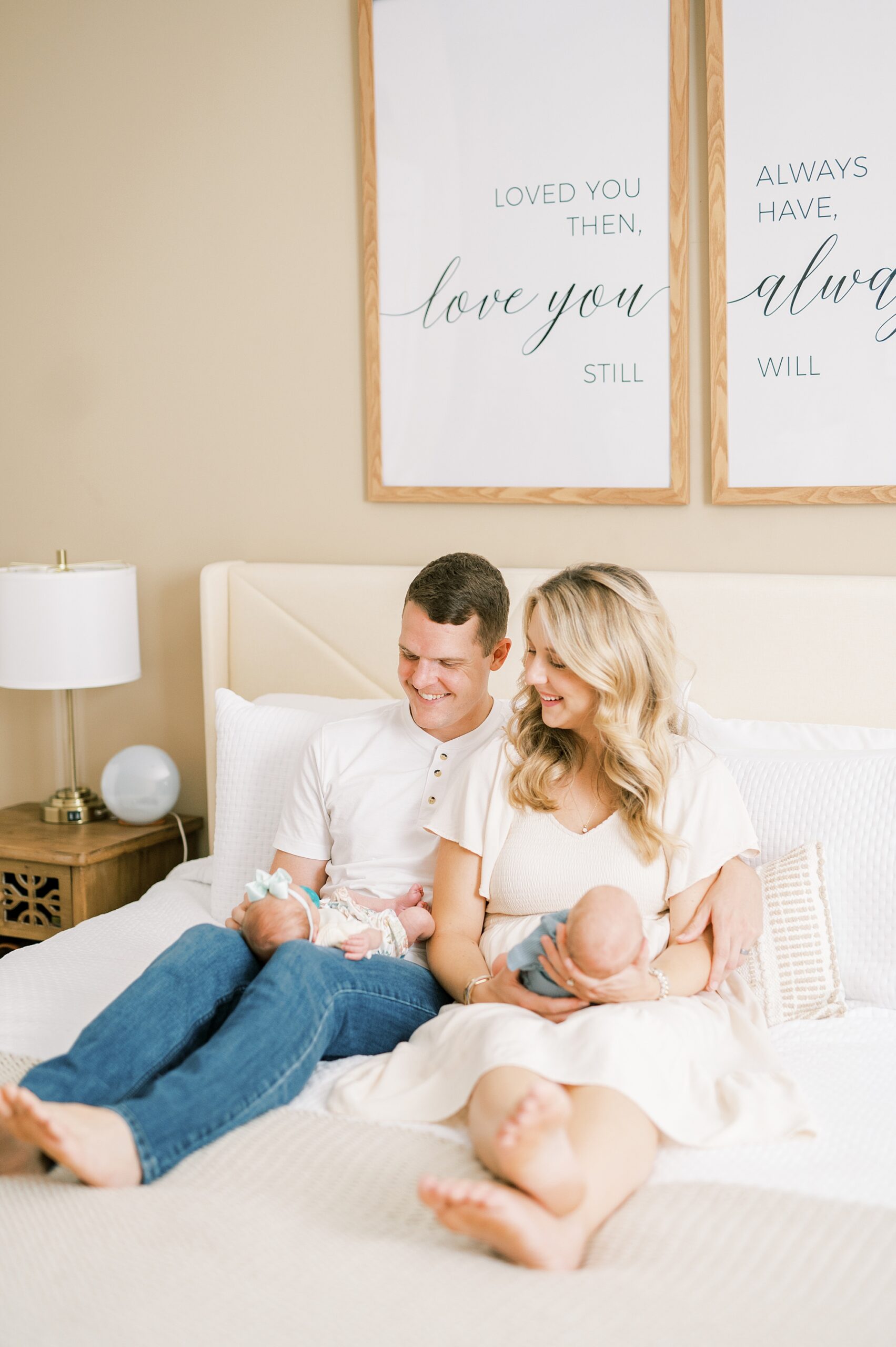 candid moment of new family during In-Home Lifestyle Newborn Session