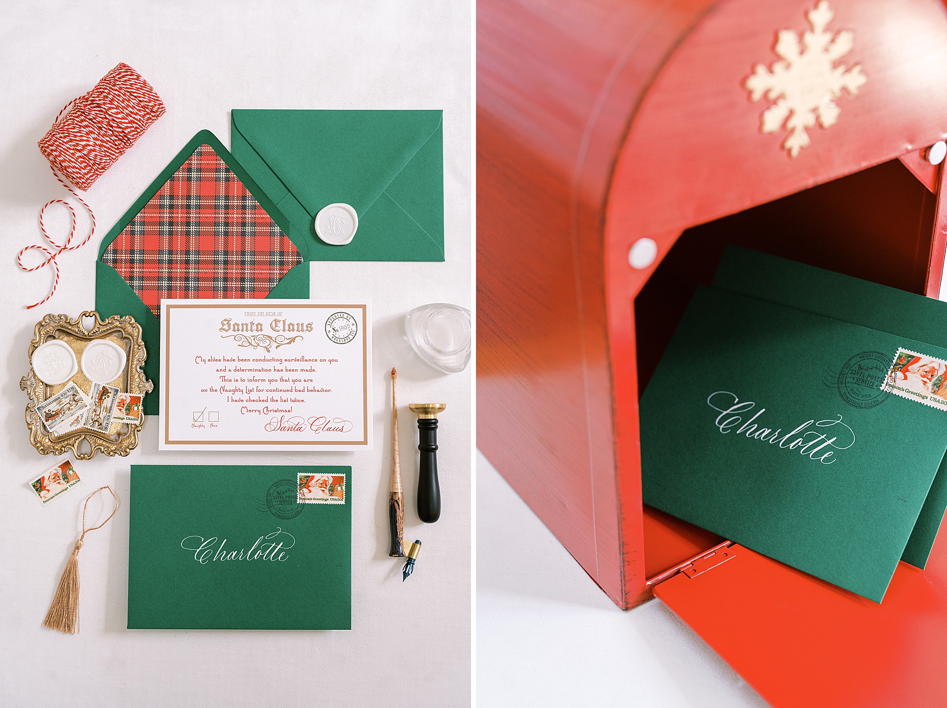 White Ink Calligraphy Christmas Letters | Flat lay vignettes 