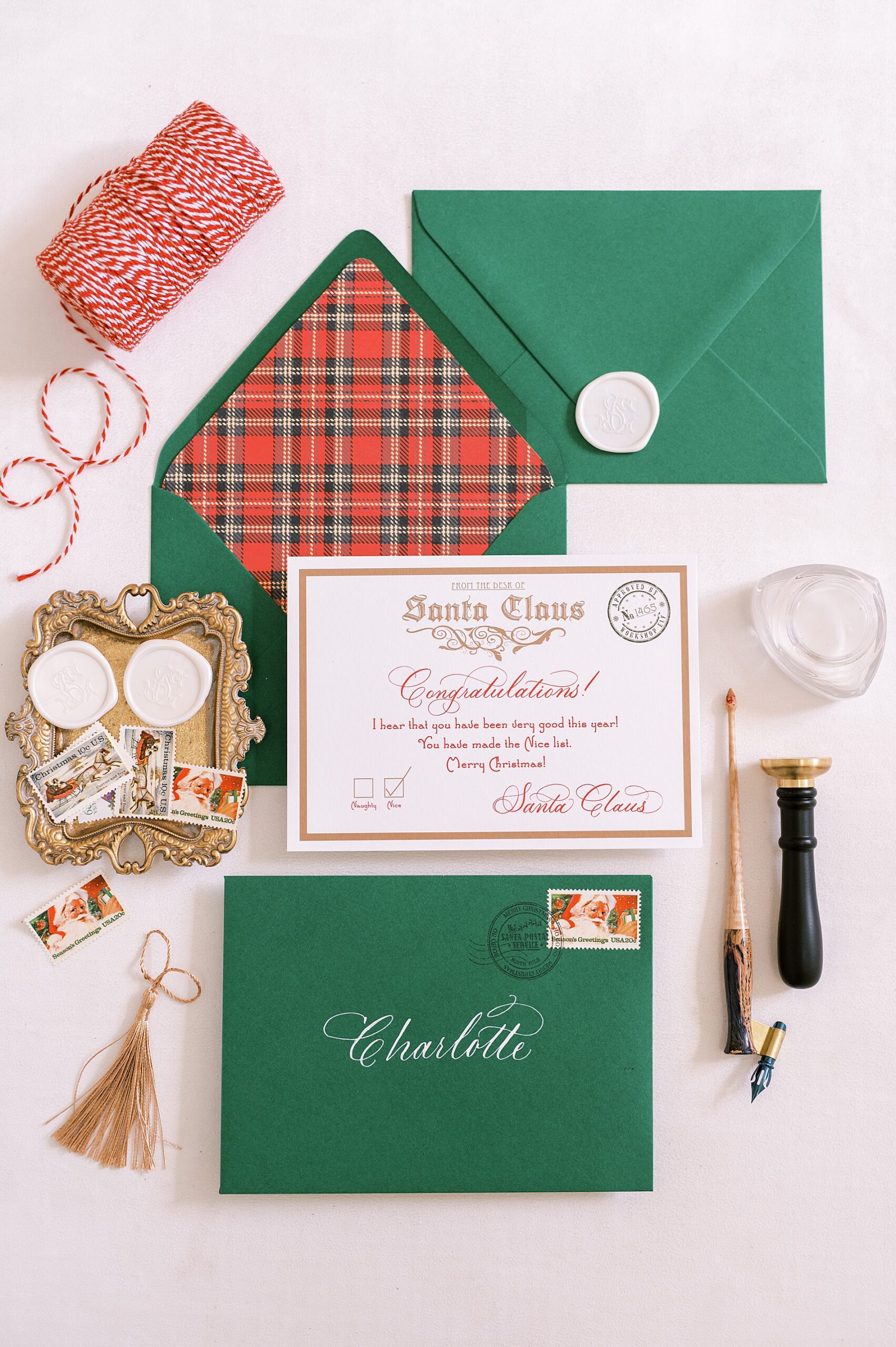flat lay design of christmas letters from White Ink Calligraphy 