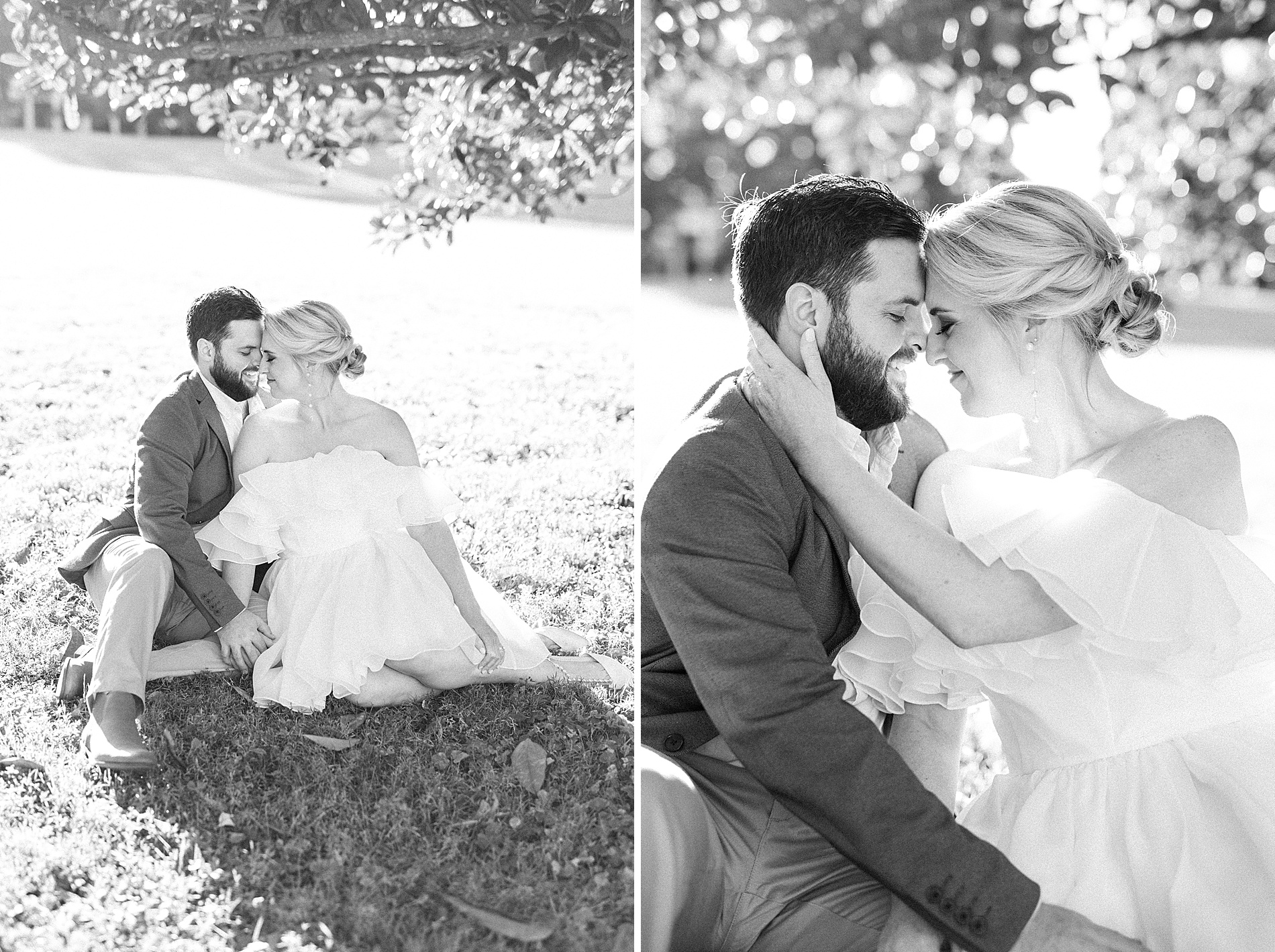 timeless portaits of couple sitting under tree during anniversary session