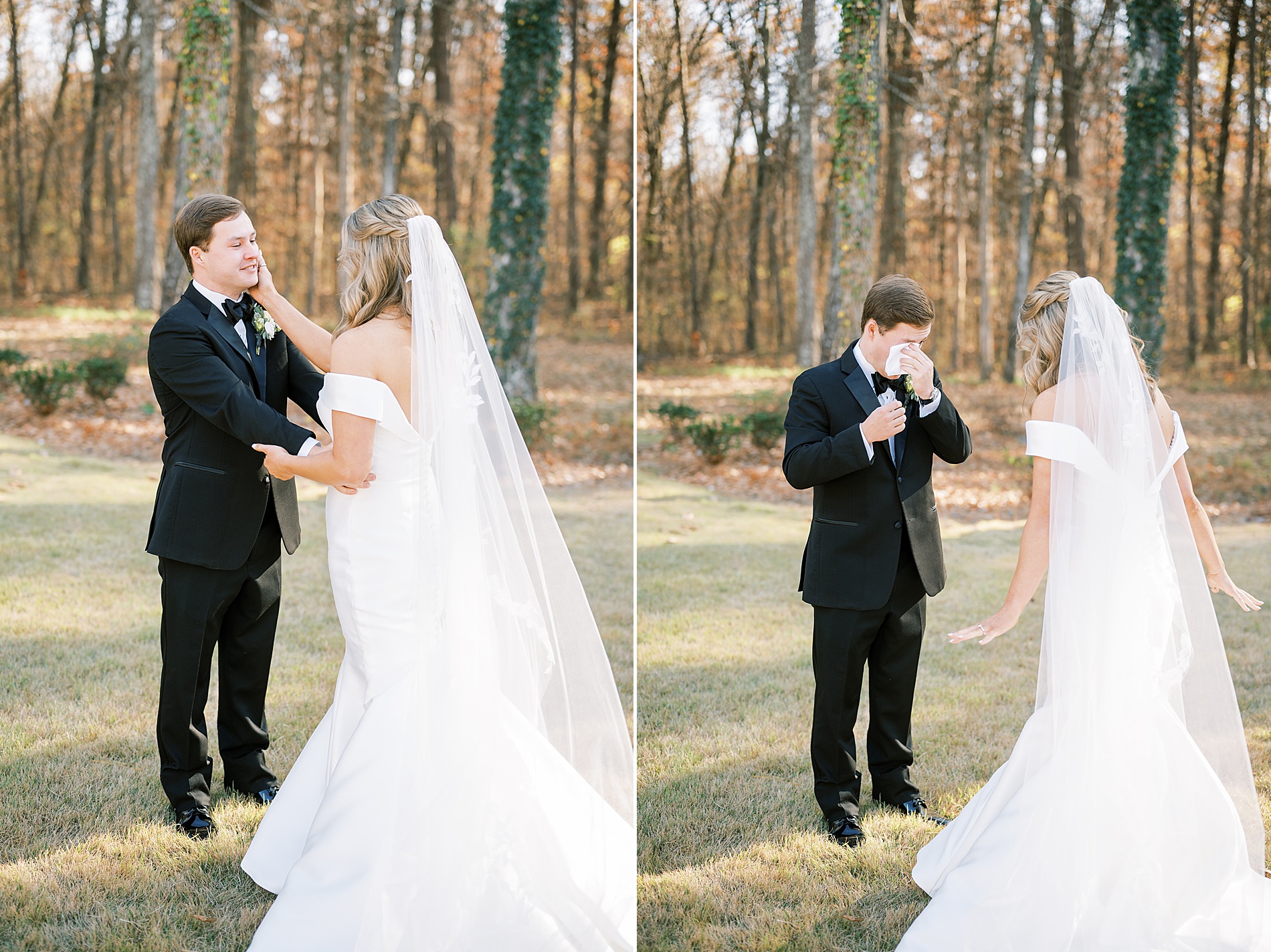 groom reacts to seeing bride during first look
