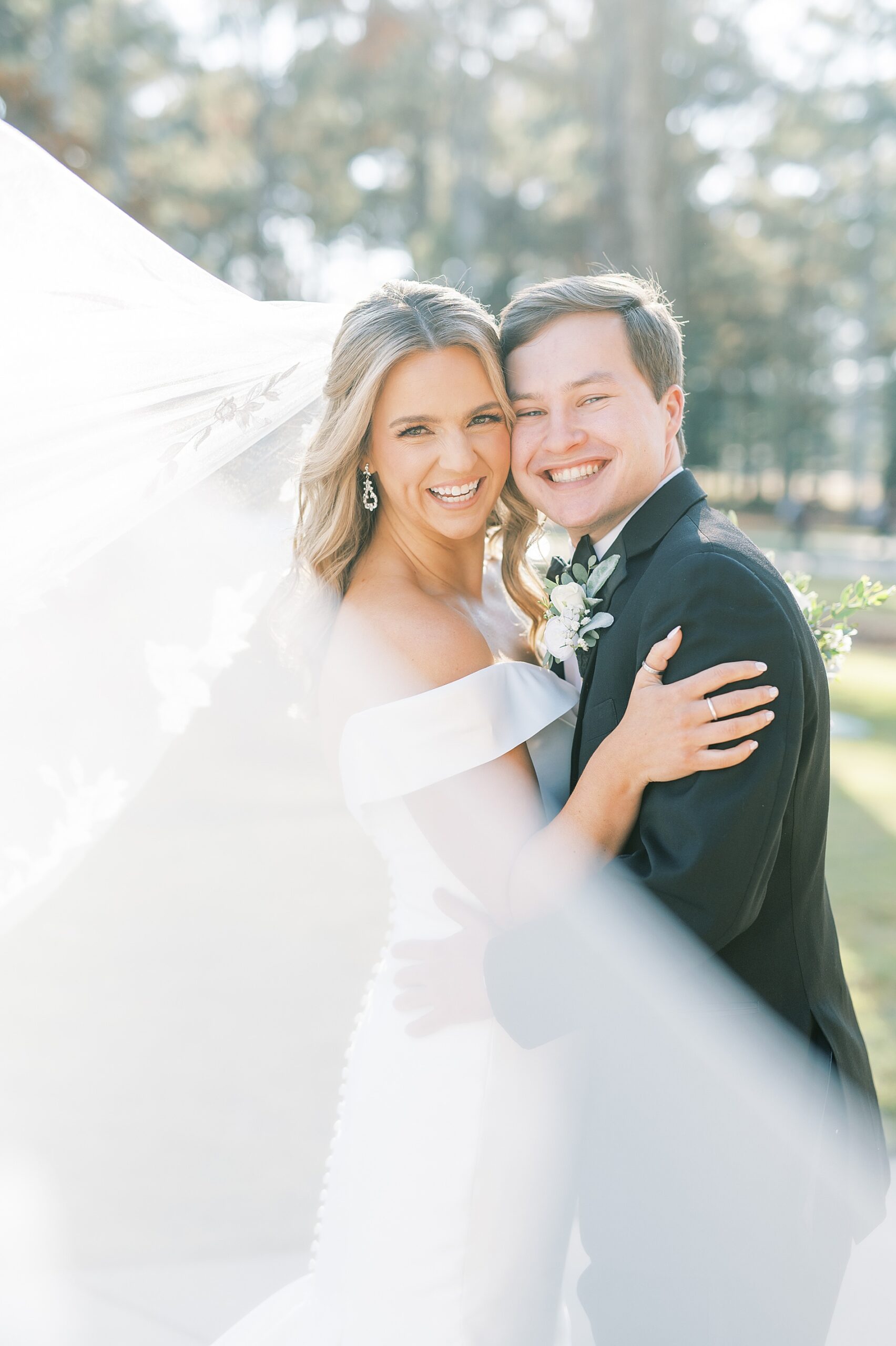 light and airy bride and groom portraits 