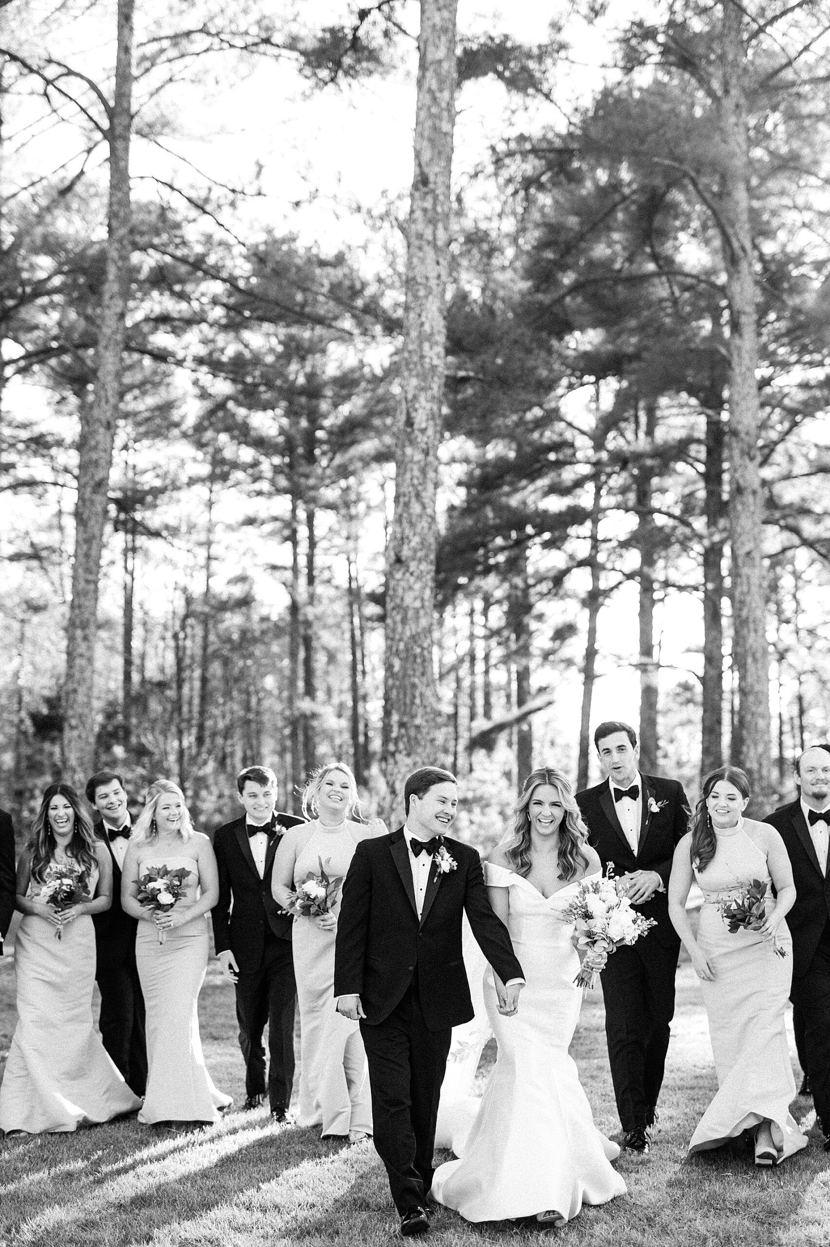 wedding party walks together at The Witt House