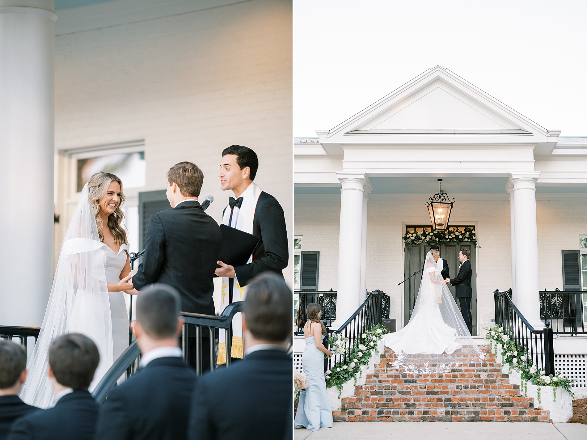 wedding ceremony on the steps of The Witt House