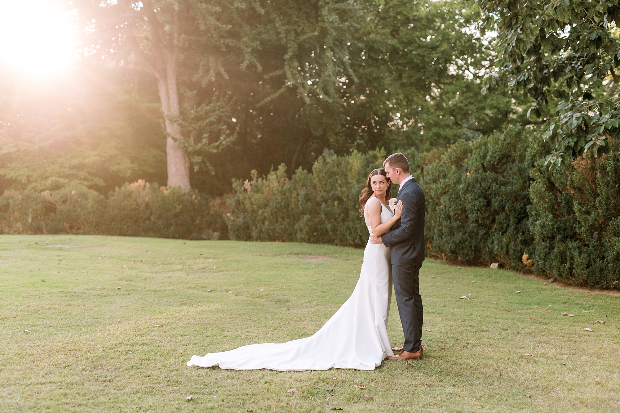sunset wedding portraits from Intimate Wedding at Cheekwood Estate and Gardens