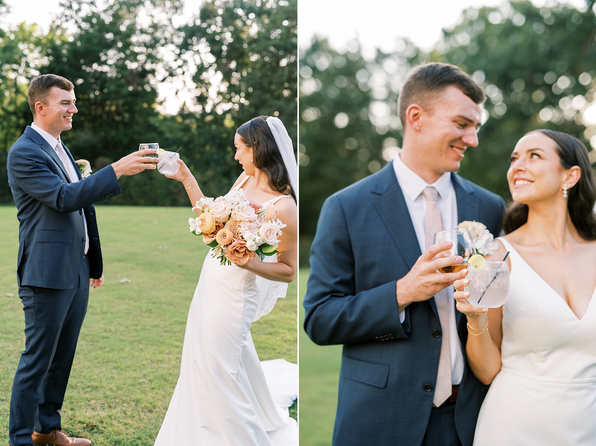 newlyweds share a toast after wedding ceremony