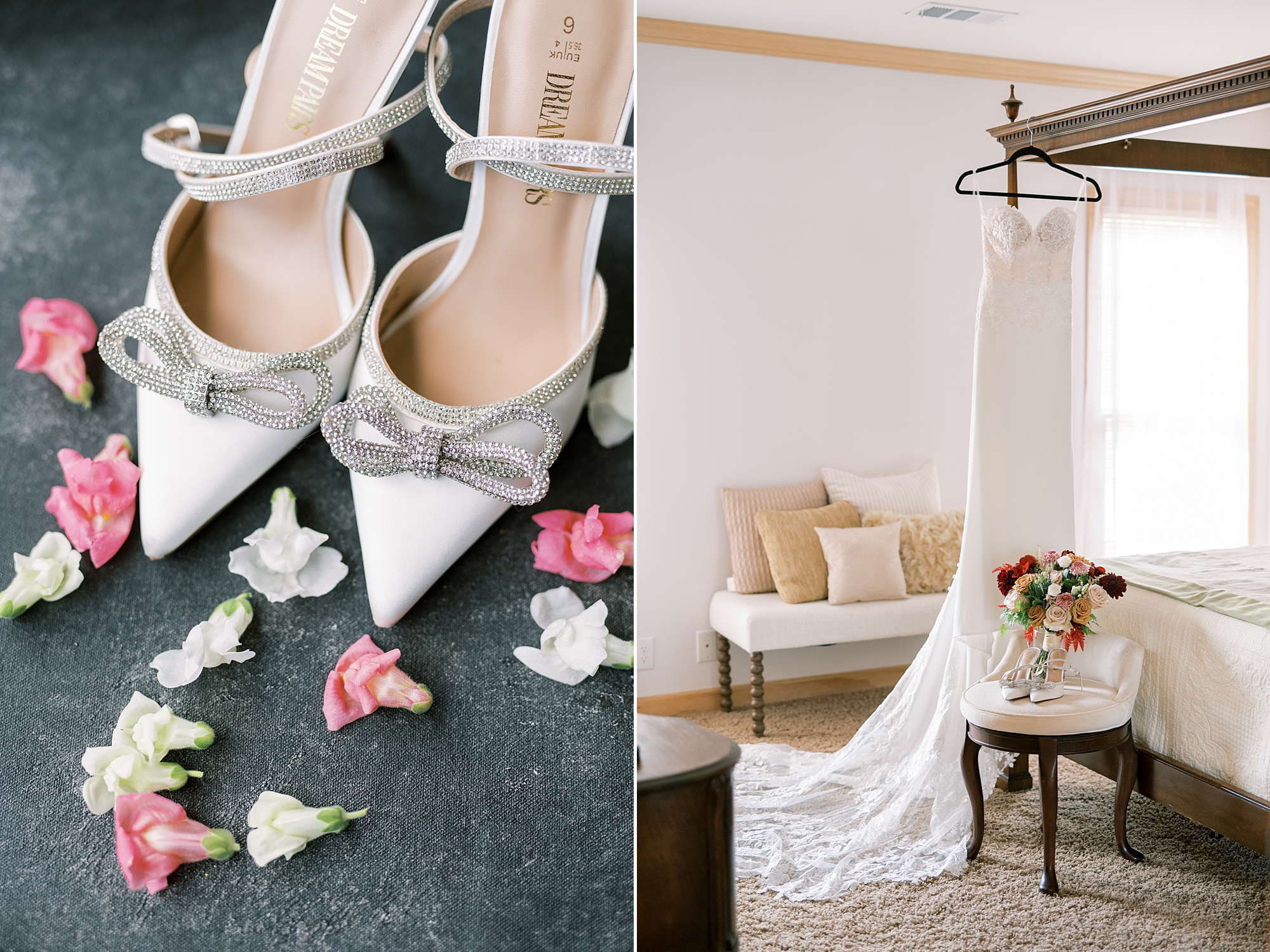 bridal gown and wedding shoes from Franklin TN Wedding at Cedarmont Farm 