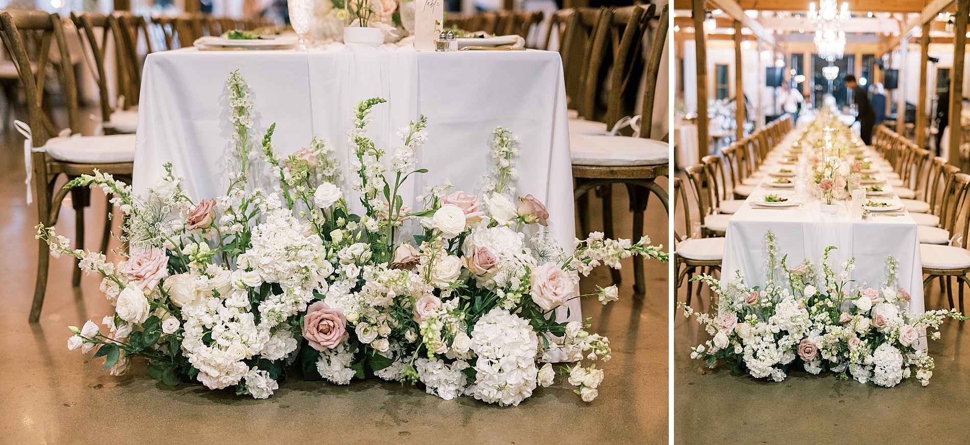 elegant garden floral arrangements around table