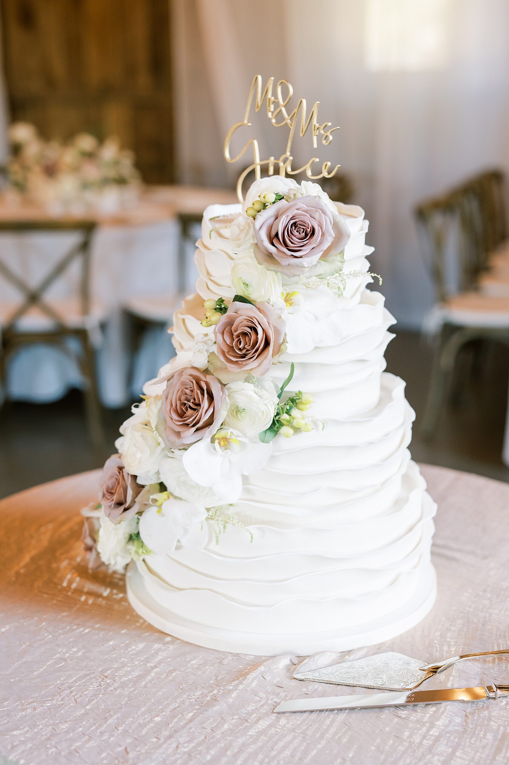elegant wedding cake from Romantic Cedarmont Farm Wedding