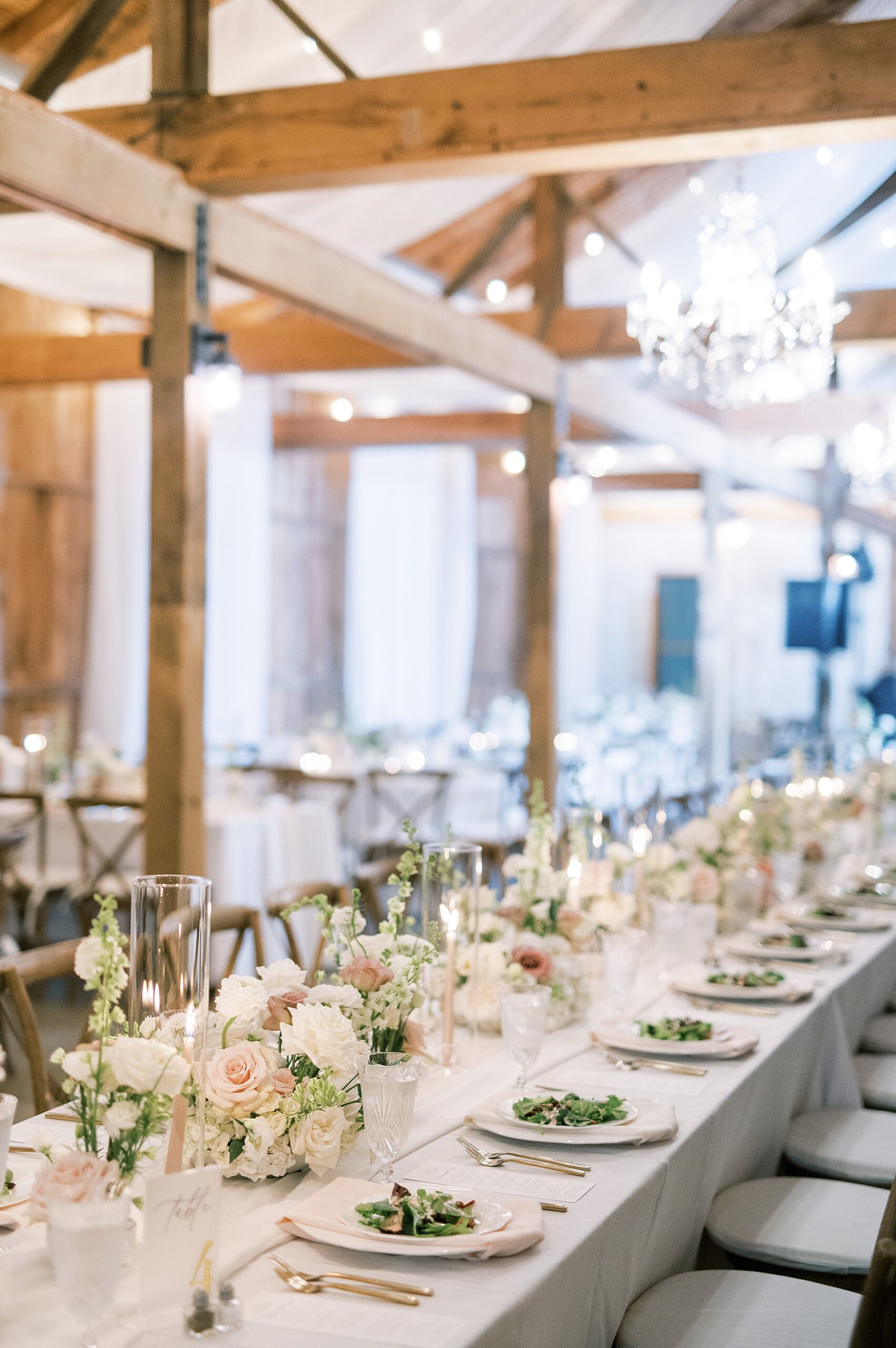 elegant reception details at Cedarmont Farm wedding reception