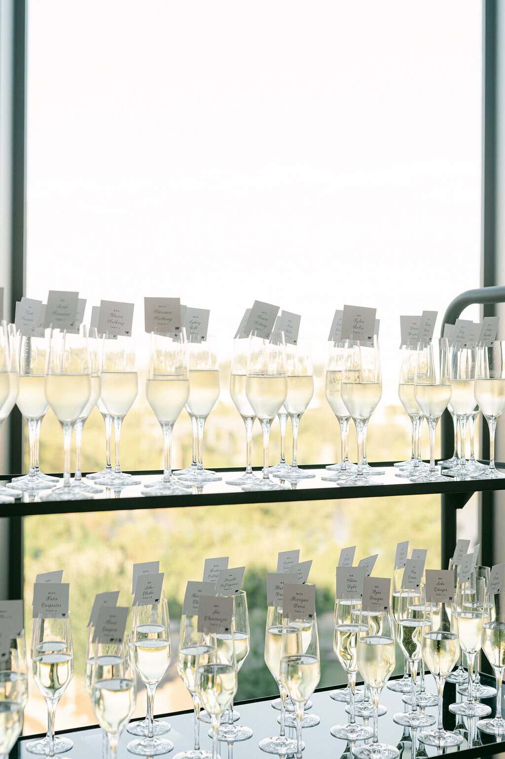 champagne glasses with seating arrangement