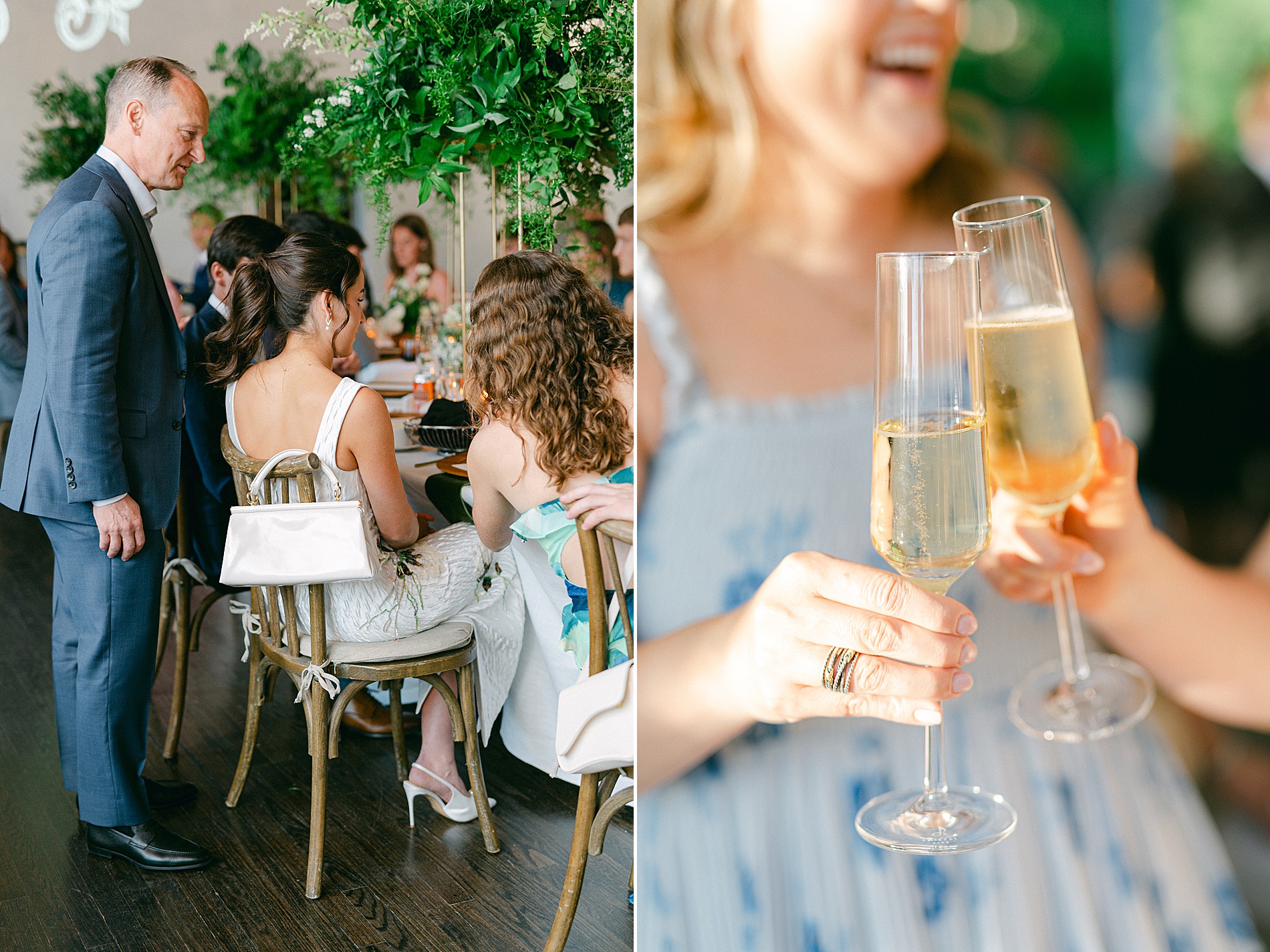 couple and guests toast 