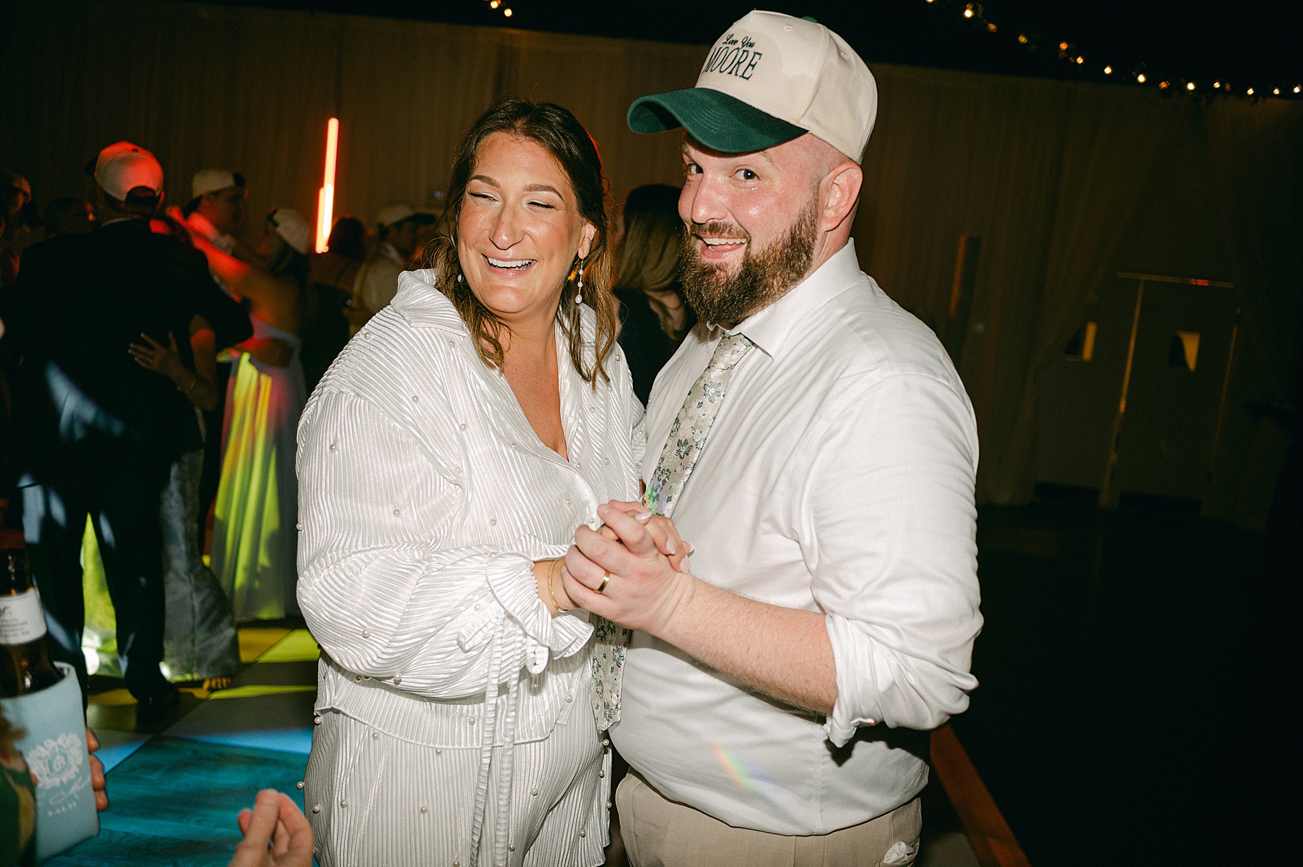 bride and groom dance at wedding reception