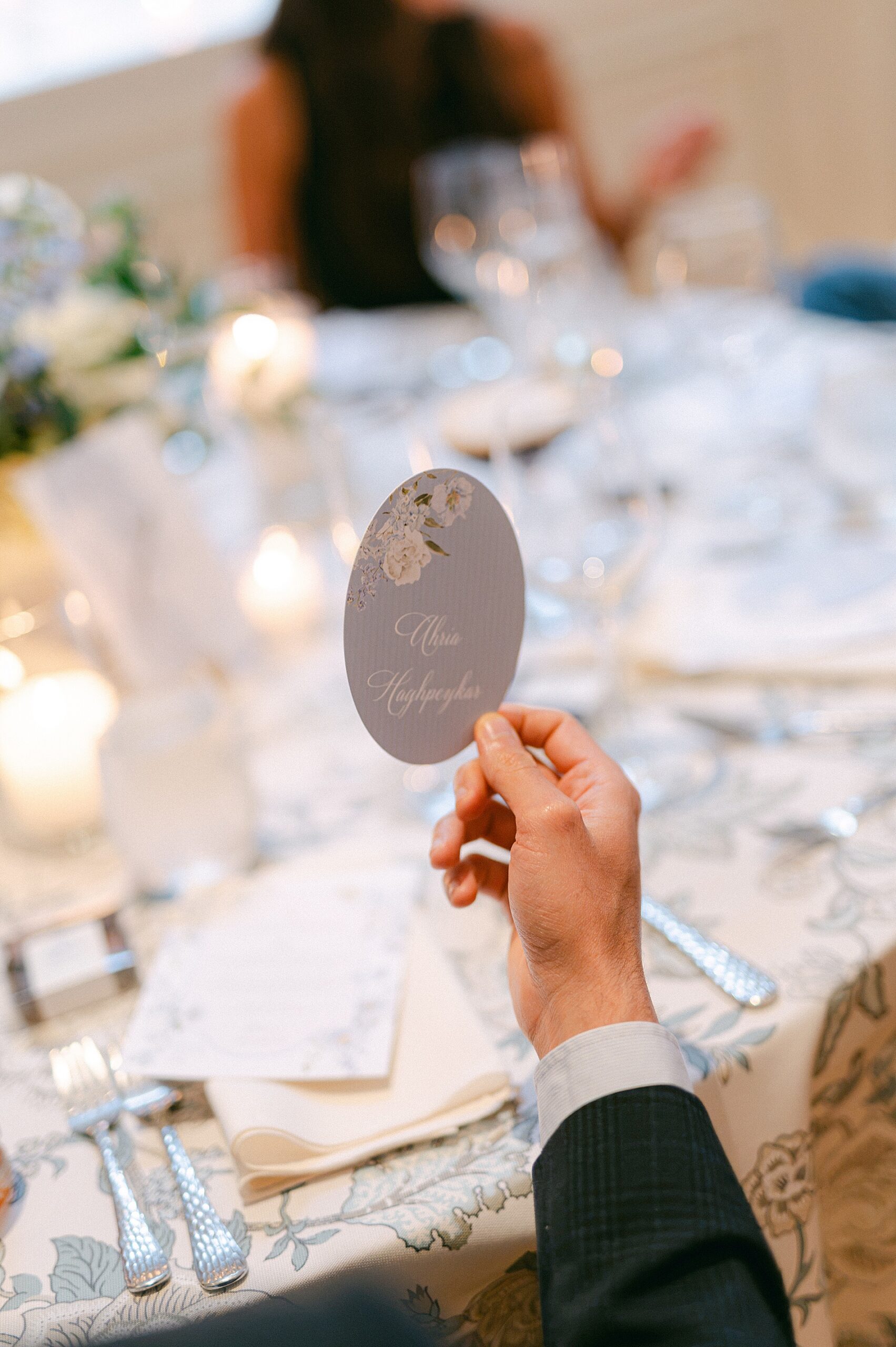 custom oval place cards for each guest