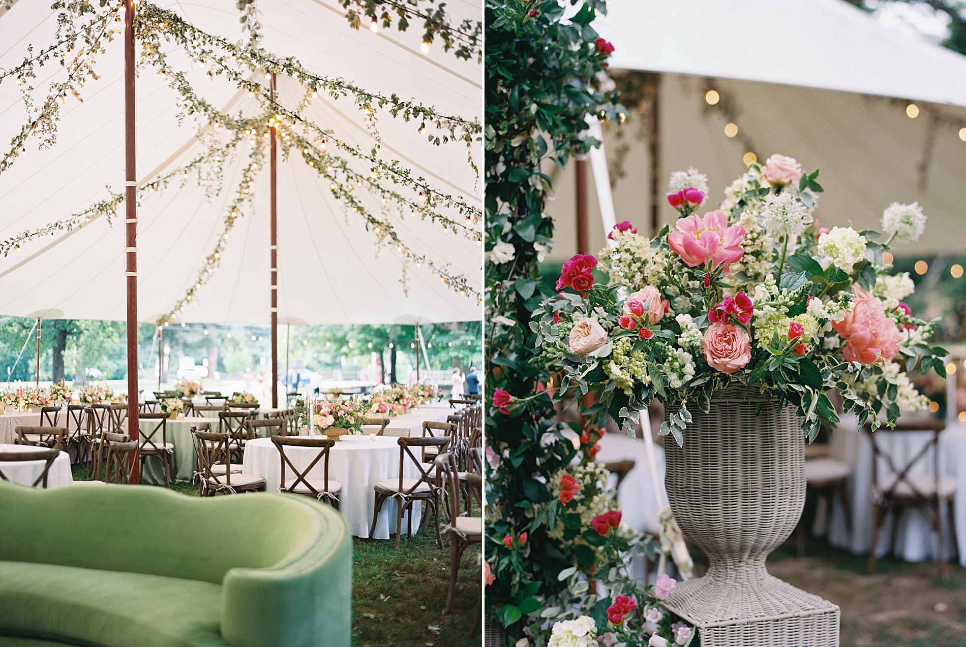 tented summer wedding reception at Sewanee University