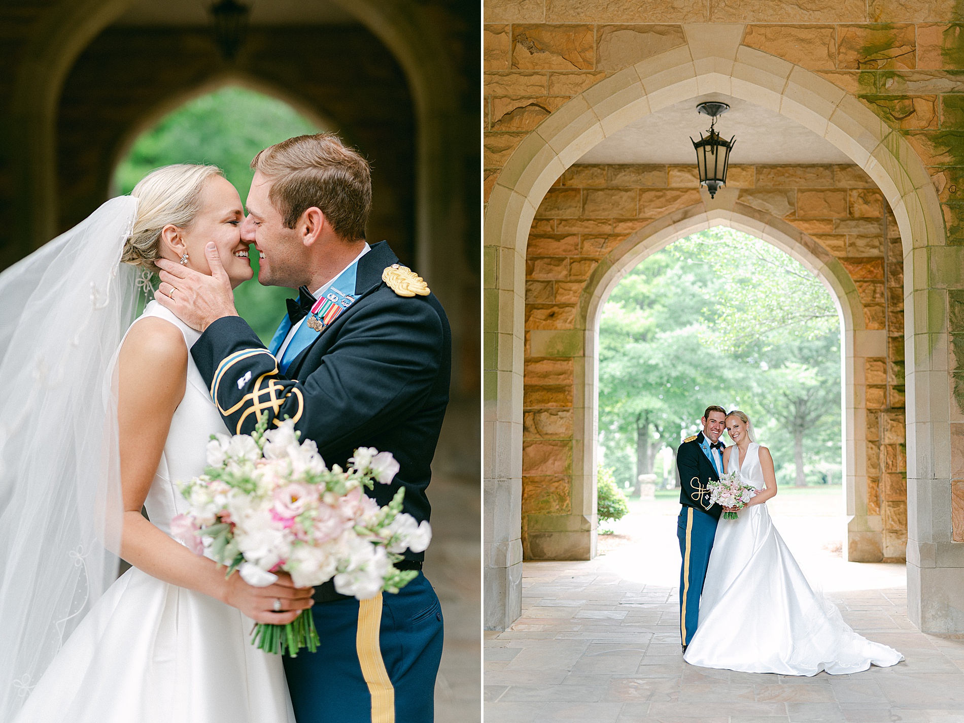 romantic wedding portraits of bride and groom from summer wedding in Sewanee TN