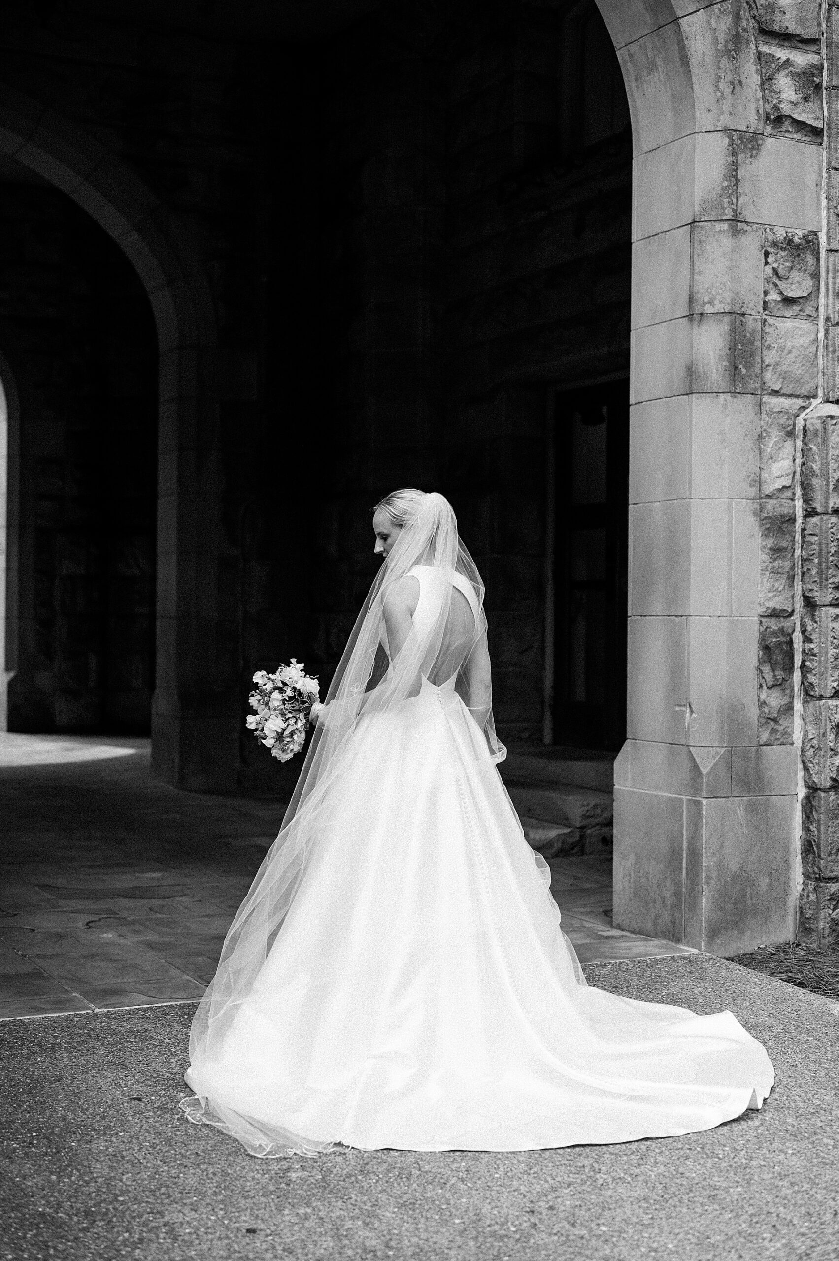 back of bride's wedding dress